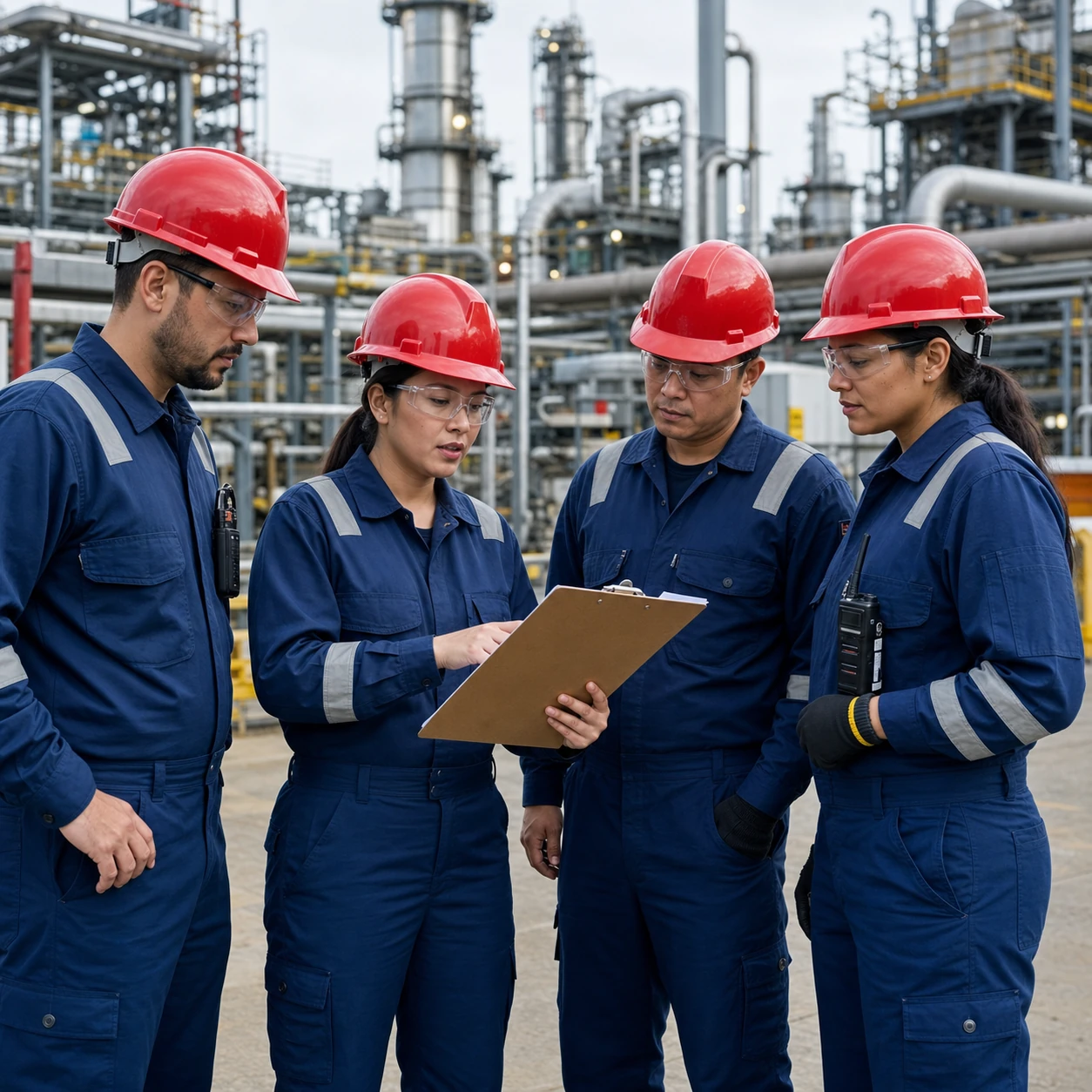 SILCA team in red hard hats working under industrial safety protocols